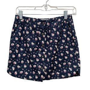 Jack Wills Floral Button Front Mini Skirt Blue Size 2